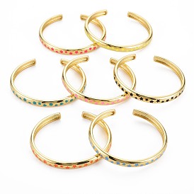 Manschettenarmband aus Emaille mit Sternen, Echt 18 k vergoldetes Messing dünner offener Armreif für Frauen, Nickel frei