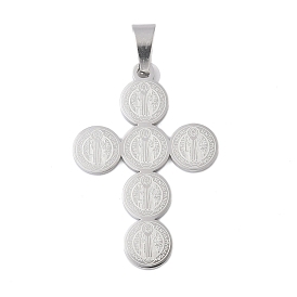 304 из нержавеющей стали святой крест подвески Benedict медаль, 43x30x2 мм, отверстие : 5x9 мм