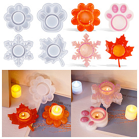 Flower/Paw Print/Snowflake Candle Holder DIY Silicone Molds, Candlestick Molds, Resin Plaster Cement Casting Molds
