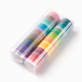 DIY Scrapbook Decorative Adhesive Tapes, Rainbow Color Craft Paper Tape, with Plastic Box