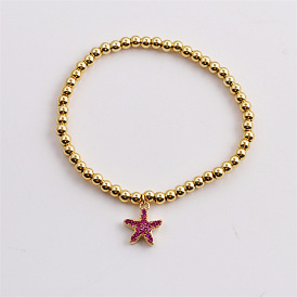 Gold-Plated Starfish Bracelet with Sparkling Zirconia Stones - Fashionable Women's Jewelry
