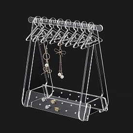 Acrylic Earrings Display Stands, Clothes Hangers Shaped Dangle Earring Stud Organizer Holder, with 8Pcs Mini Hangers
