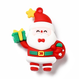 PVC Plastic Big Pendants, Father Christmas with Gift