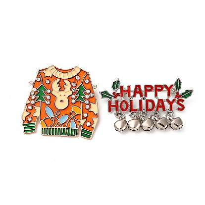 Рождественские эмалевые булавки, броши из сплава страз для одежды