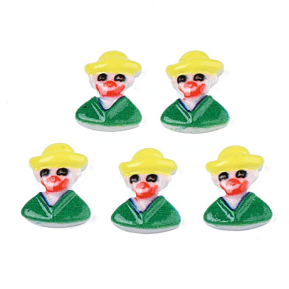 Spray Painted Opaque Resin Cabochons, Clown