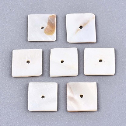 Natural Freshwater Shell Beads, Square