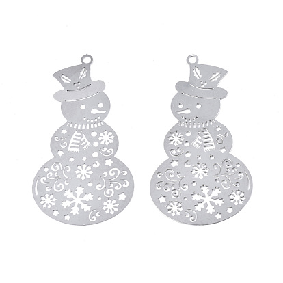 201 из нержавеющей стали большие кулоны, гравированные металлические украшения, снеговик