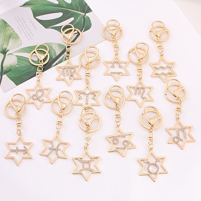 Alloy with Rhinestone Keychain for Women, Star