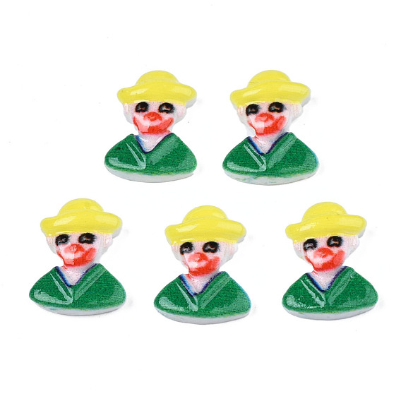 Spray Painted Opaque Resin Cabochons, Clown