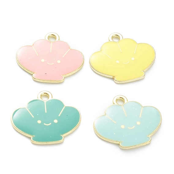Alloy Enamel Pendants, for DIY Accessories, Shell Shape, Light Gold, Lead Free & Cadmium Free