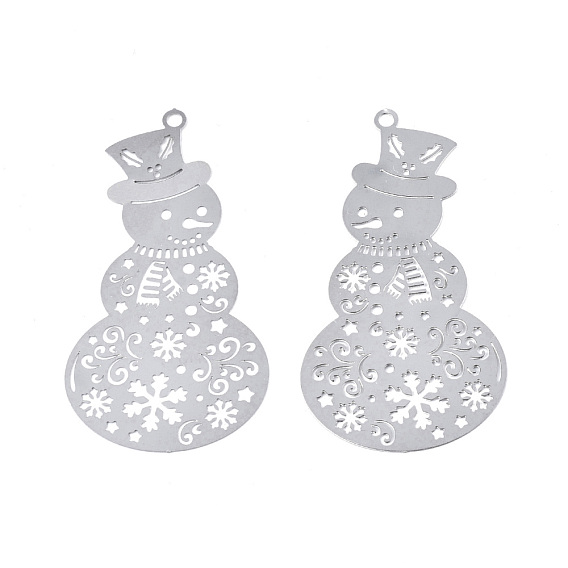 201 из нержавеющей стали большие кулоны, гравированные металлические украшения, снеговик