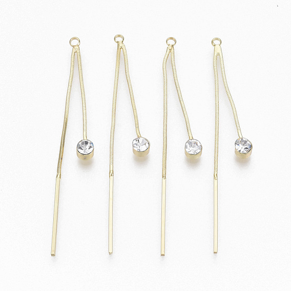 Alloy Snake Chain Tassel Big Pendants, with Crystal Rhinestone, Bar