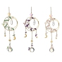 Anillo atrapasol de latón y piedras preciosas mixtas naturales con dije de sol, luna y estrella de acero inoxidable., Prisma redondo de cristal para colgar en la ventana, ideal para la decoración del hogar y el jardín.