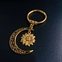 Bohemian Sunflower Hollow Moon Alloy Ornament Keychain, for Car Key Bag Accessories