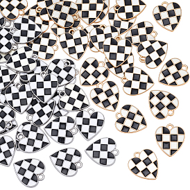 52 шт 2 стили подвески из сплава эмали, без кадмия и без свинца, сердце, клетчатые подвески