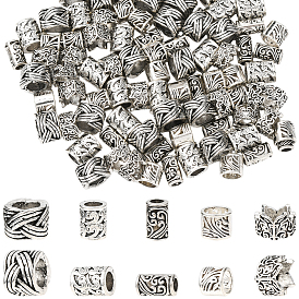 100 шт 5 стили европейские бусины из сплава в тибетском стиле, бусины с большим отверстием, колонка