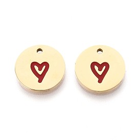 304 из нержавеющей стали шармы эмали, плоский круглый с подвеской в виде сердца