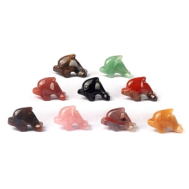 Natural Gemstone Dolphin Figurines, for Home Office Desktop Decoration