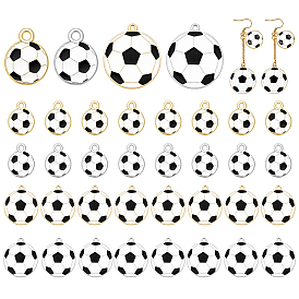 40pcs 4 Arten Zinklegierungsanhänger, Fußball-Charme, mit Emaille