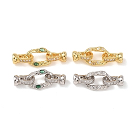 Латунные микро проложить кубического циркония раз за застежками, без кадмия и без свинца, стойки покрытие, долговечный, текстурированный овал