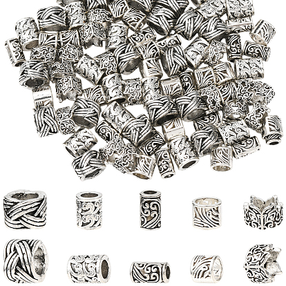 100 шт 5 стили европейские бусины из сплава в тибетском стиле, бусины с большим отверстием, колонка