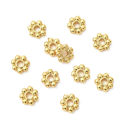 SHEGRACE Brass Spacer Beads, Flower, Cadmium Free & Nickel Free & Lead Free