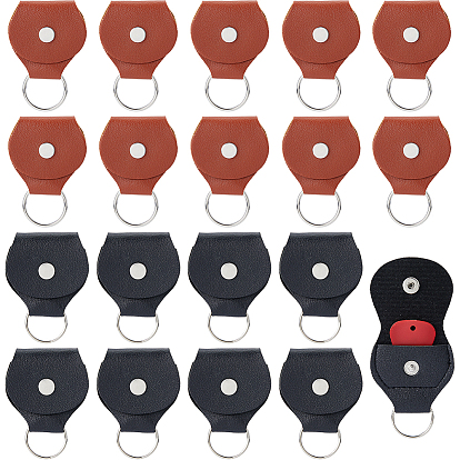 20 pièces 2 couleurs étuis de rangement pour médiators en cuir PU, avec bouton-pression et anneaux