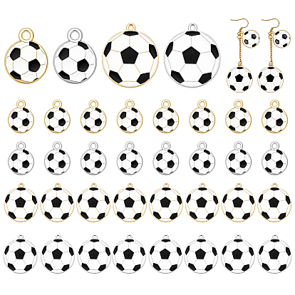 40pcs 4 Arten Zinklegierungsanhänger, Fußball-Charme, mit Emaille