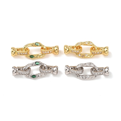 Латунные микро проложить кубического циркония раз за застежками, без кадмия и без свинца, стойки покрытие, долговечный, текстурированный овал