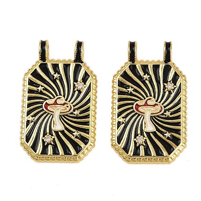 Латунные микро проложить кубического циркония подвески, прямоугольник с грибом, с эмалью, стойки покрытие, долговечный, без кадмия и без свинца