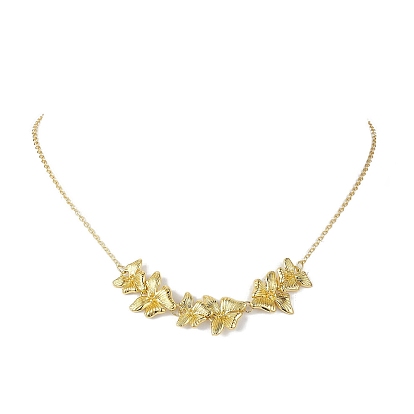 Butterfly Pendant Necklaces, Brass Cable Chain Necklaces for Women