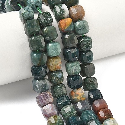 Природные моховой агат бисер нитей, граненый стол, вырезанный куб