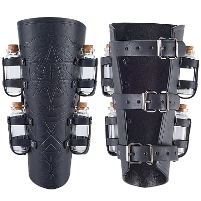 1 Пара регулируемых браслетов из искусственной кожи с подвесками в виде стеклянных бутылочек, рунические слова один скандинавский викинг амулет рукавица браслет, манжета для защиты запястья для мужчин
