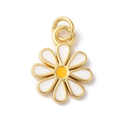 Подвески из латуни с эмалью в стойку, с целью перехода в кольце, долговечный, без кадмия и без свинца, цветочный шарм, реальный 18 k позолоченный