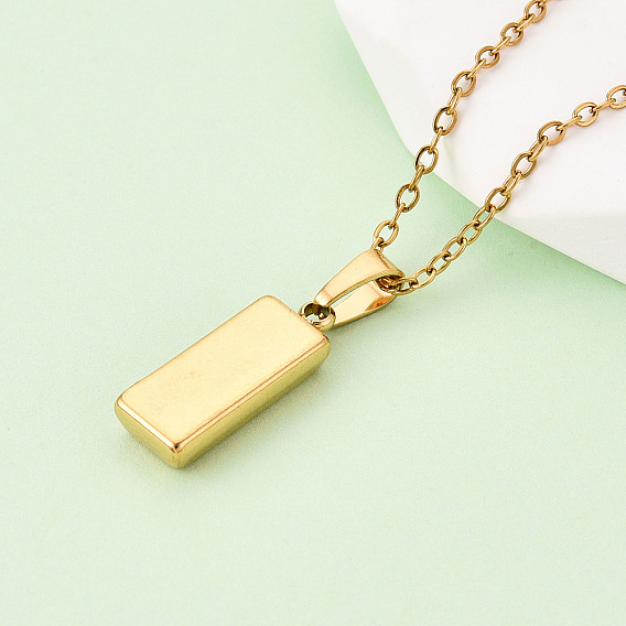 304 подвесные из нержавеющей стали ожерелья, прямоугольные, ионное покрытие (ip)