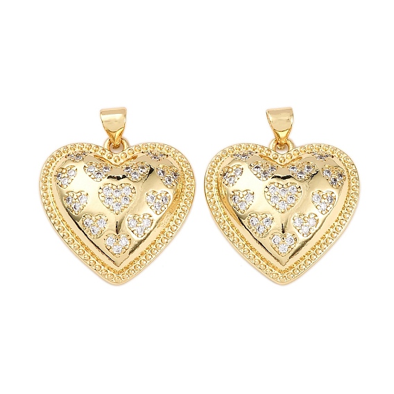 Латунные микро проложить кубического циркония подвески, сердце, стойки покрытие, долговечный, без свинца и без кадмия