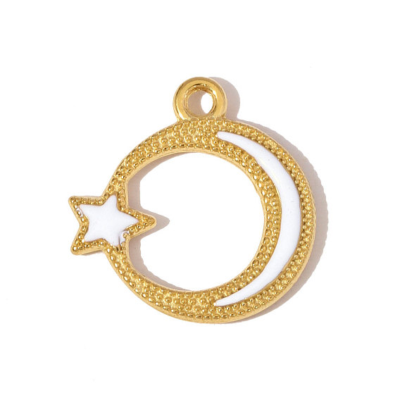 304 нержавеющей стальной эмали подвески, Луна прелести, ионное покрытие (ip), реальный 18 k позолоченный