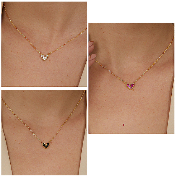 Golden Stainless Steel Heart Pendant Necklace for Women