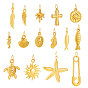 15Pcs 304 Stainless Steel Pendants, Mixed Shapes, with Jump Ring