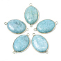 Natural Dyed White Jade Links/Connectors, with Golden Plated Brass Loops, Oval
