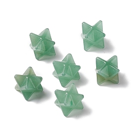 Natural Green Aventurine Beads, No Hole, Carved, Merkaba Star