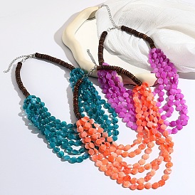 Плоские круглые многослойные ожерелья из бисера хейши из смолы и кокоса для женщин