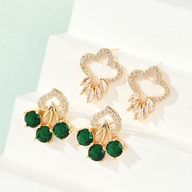 Серьги-гвоздики из латуни с микропаве из прозрачных кубических цирконий для женщин, без кадмия и без свинца, долговечный, стойки покрытие, золотые