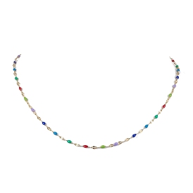304 Stainless Steel Enamel Link Chains Necklaces