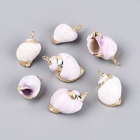 Подвески из натуральных морских ракушек, покрытые гальваническим способом, подвески в форме ракушек, с медными петлями, золотые