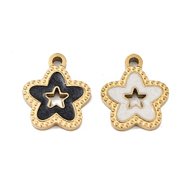 Ion Plating(IP) 316 Surgical Stainless Steel Charms, Nickel Free, with Enamel, Star Charm, Real 18K Gold Plated