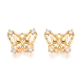 Латунные микро проложить кубического циркония прелести, бабочка