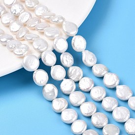 Natural Keshi Pearl Beads Strands, Cultured Freshwater Pearl, Baroque Pearls, Flat Round