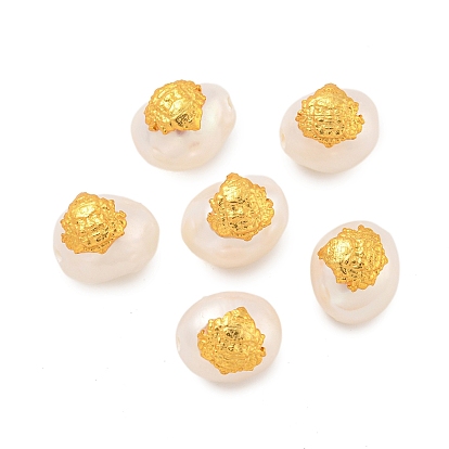 Овальные бусины из натурального пресноводного жемчуга, с долговечной гальванизированной стойкой, латунной фурнитурой в виде головы Будды