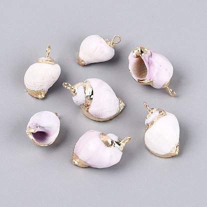 Подвески из натуральных морских ракушек, покрытые гальваническим способом, подвески в форме ракушек, с медными петлями, золотые